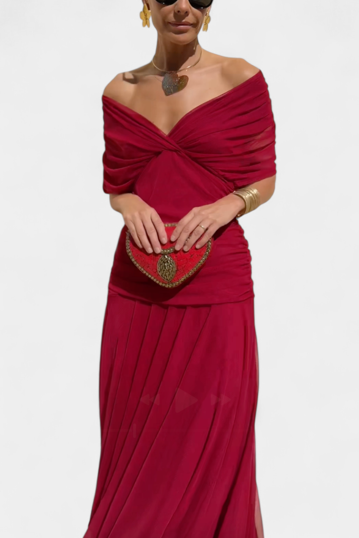 Luchtige damesmode midi jurk met v-hals