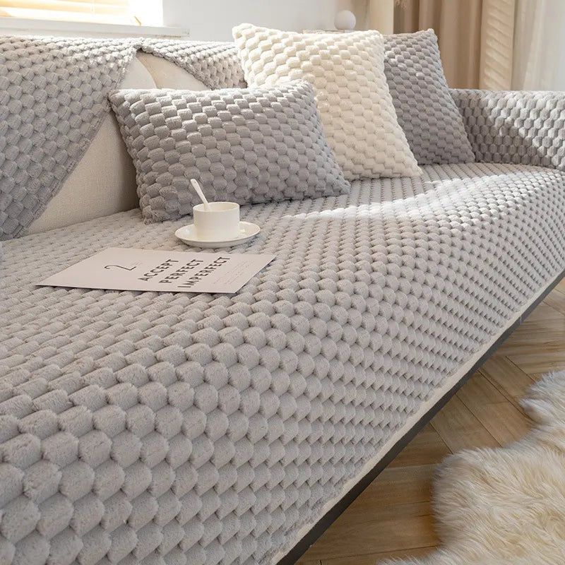 Fluweelzachte bank plaid, luxe polyester bankdeken voor comfortabel interieur in de woonkamer.