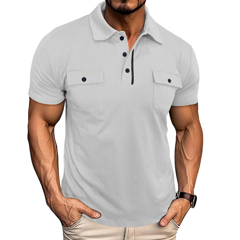 Casual heren polo met functionele borstzak en comfortabele knoopsluiting
