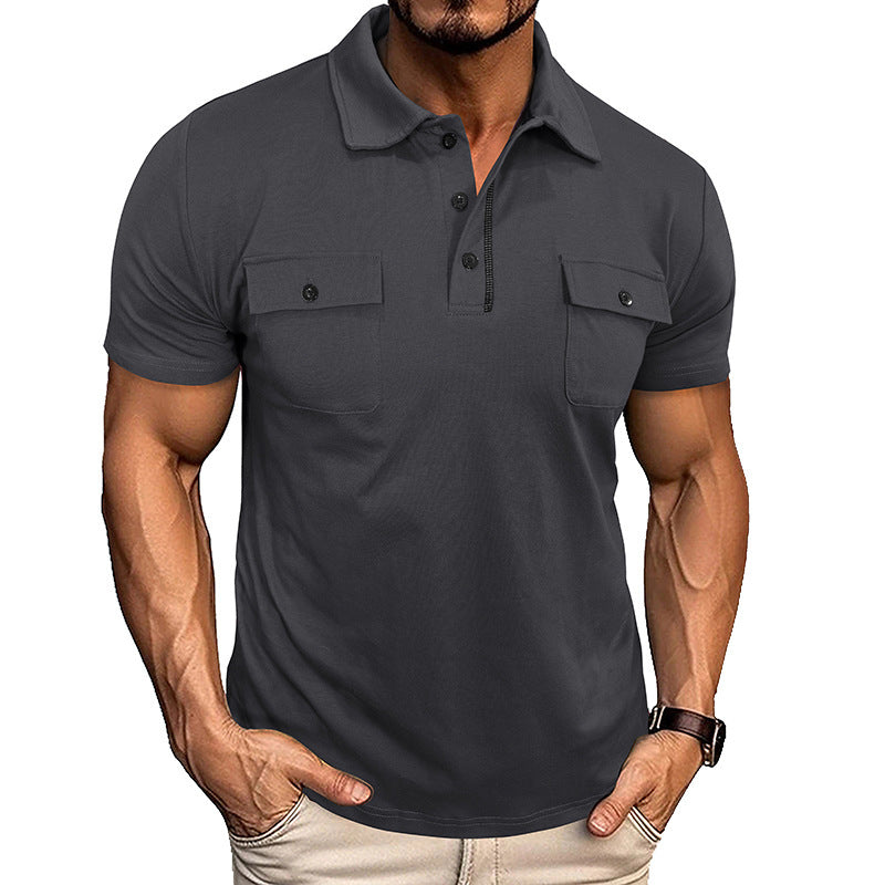 Donkergrijs heren poloshirt met reverskraag