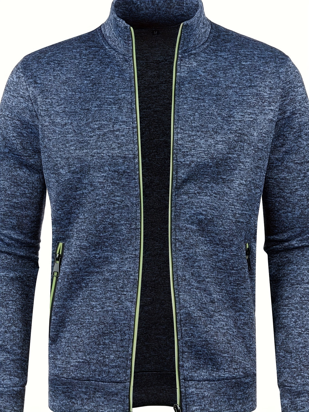 Blauw heren vest met rits en opstaande kraag
