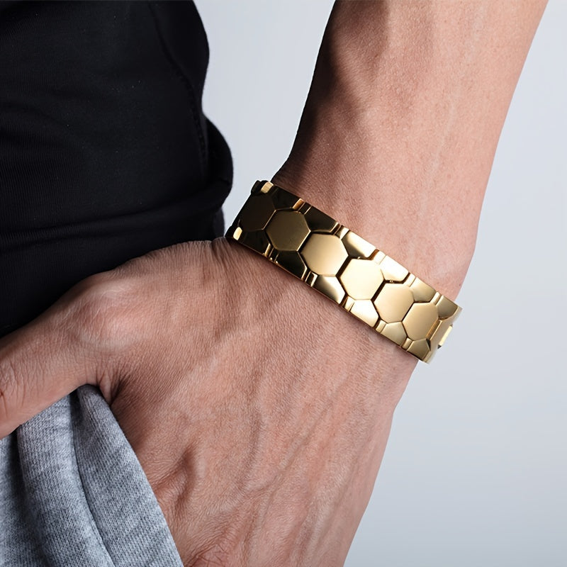 Moderne herenarmband, strak geometrisch design, veilige kliksluiting. Perfect minimalistisch heren sieraad.