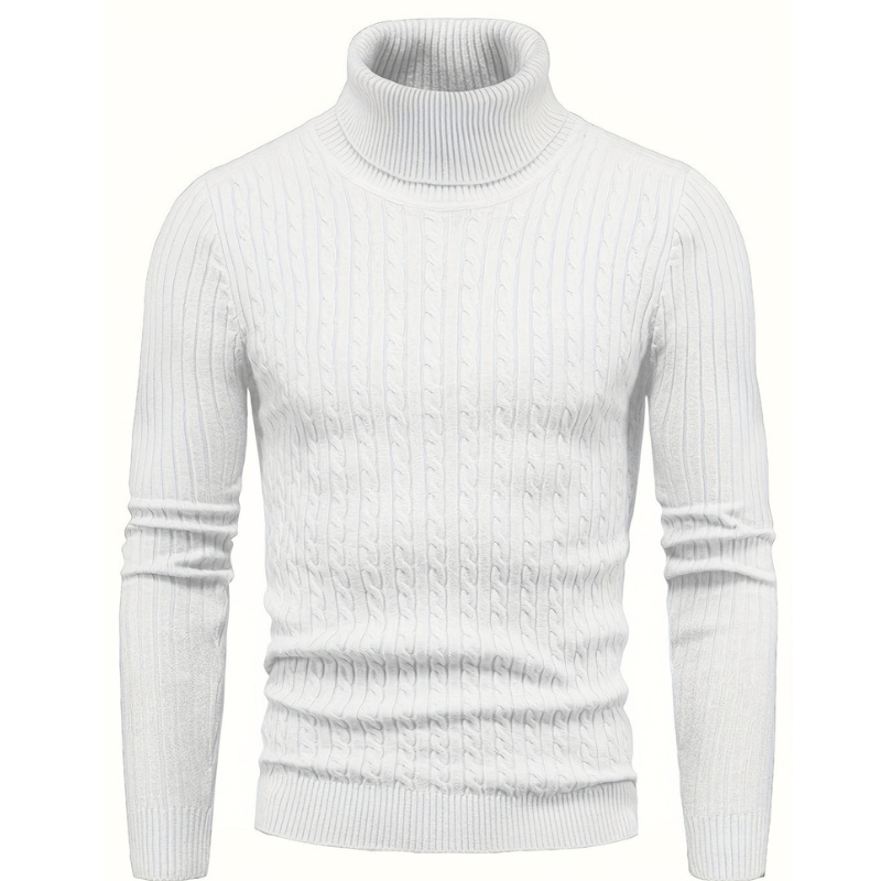 Witte herencoltrui met hoge kraag voor de winter