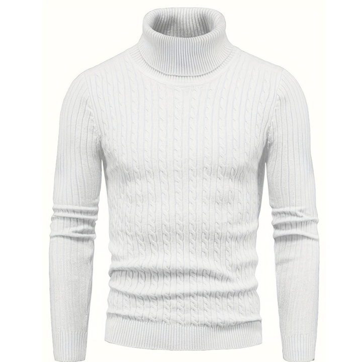 Witte herencoltrui met hoge kraag voor de winter