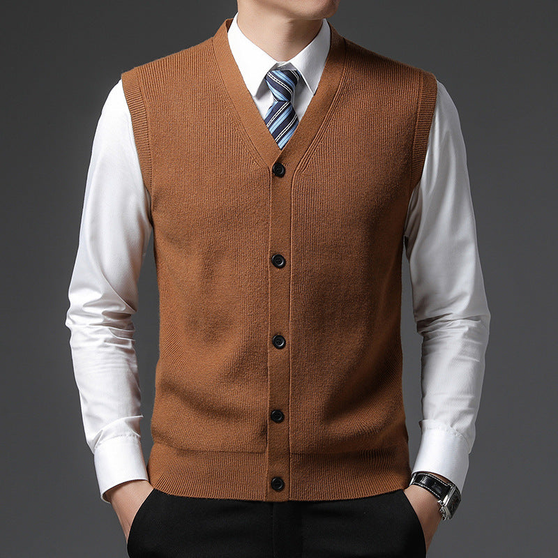 Tijdloos grijs heren vest, mouwloos met V-hals en knoopsluiting. Slim fit gilet voor een moderne look.