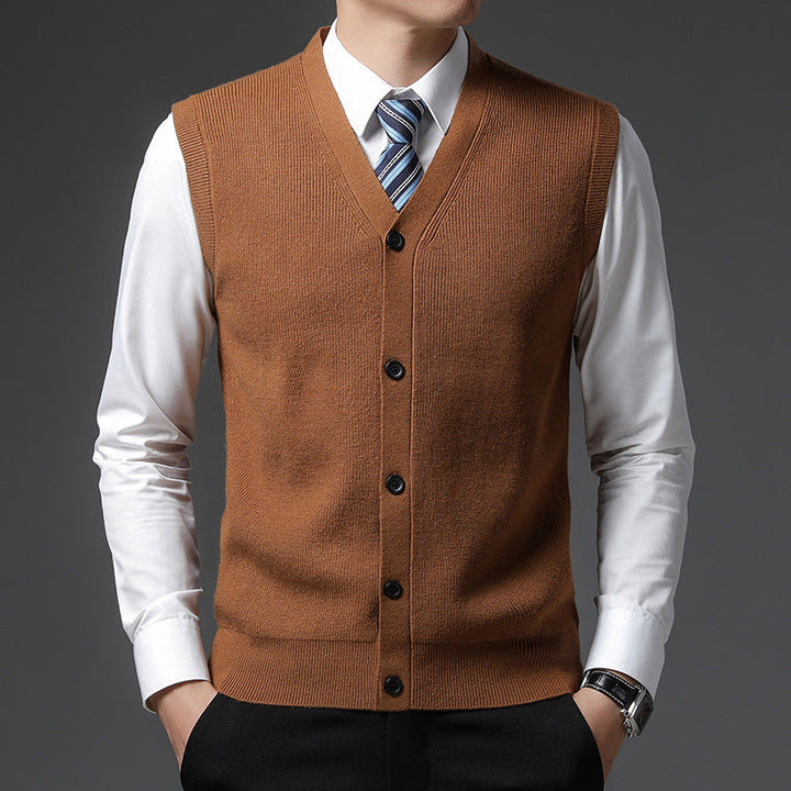 Tijdloos grijs heren vest, mouwloos met V-hals en knoopsluiting. Slim fit gilet voor een moderne look.