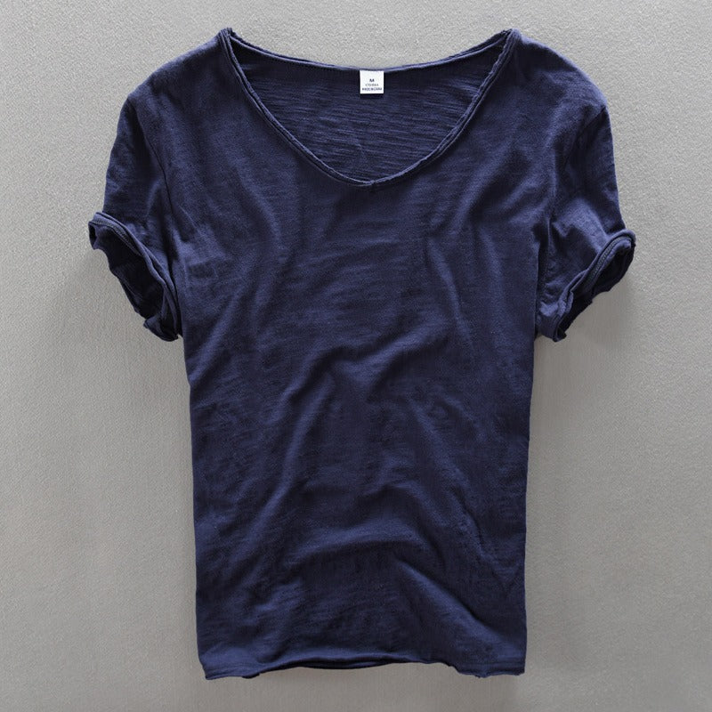 Blauw comfortabel heren t-shirt met regular fit pasvorm