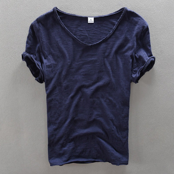 Blauw comfortabel heren t-shirt met regular fit pasvorm