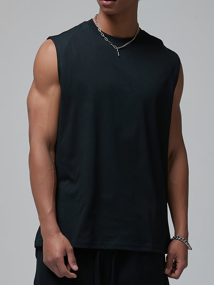 Effen witte heren tanktop, lichtgewicht en ademend. Comfortabel mouwloos shirt, ideaal voor zomerse dagen.