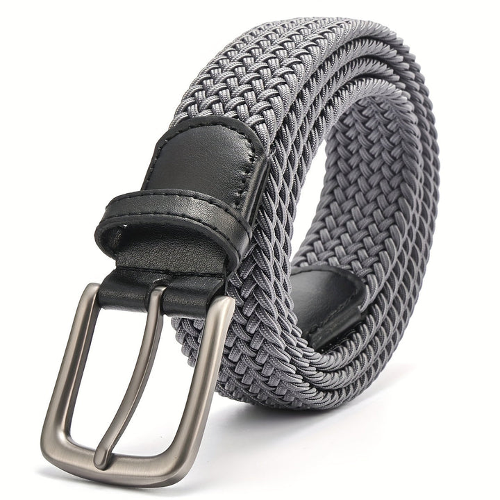 Grijze heren stretch geweven riem voor casual en sport