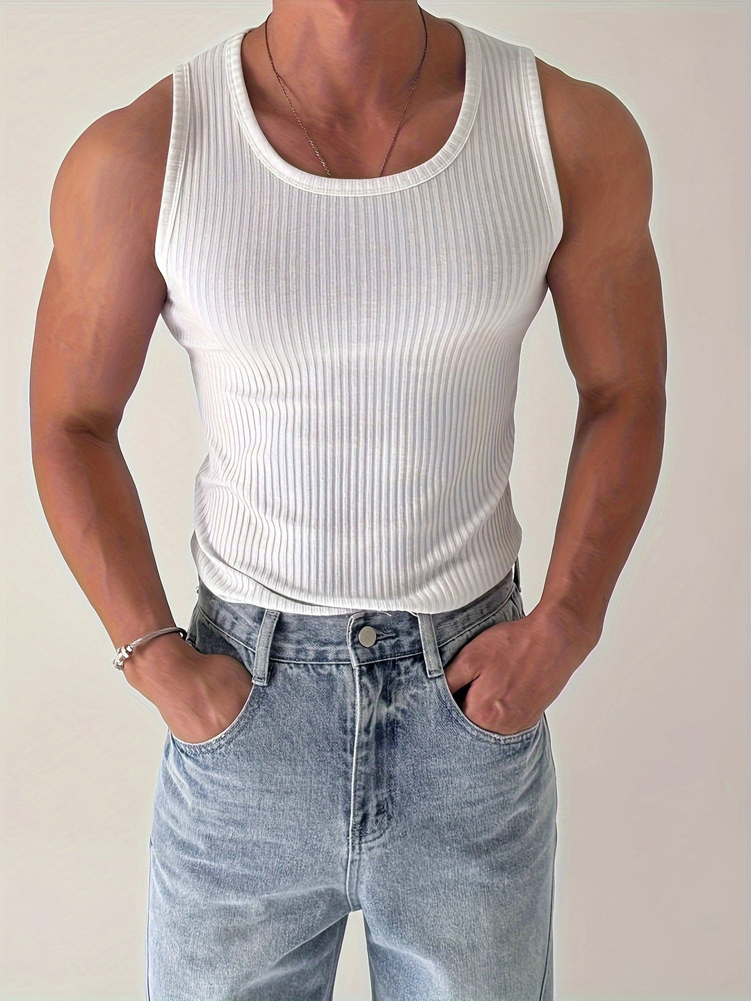 Heren tanktop in wit voor fitness en hardlopen