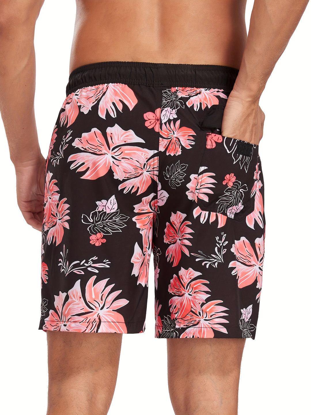 Trendy heren zwemshorts met exotische flamingo's en Hawaiian print. Sneldrogend en comfortabel.