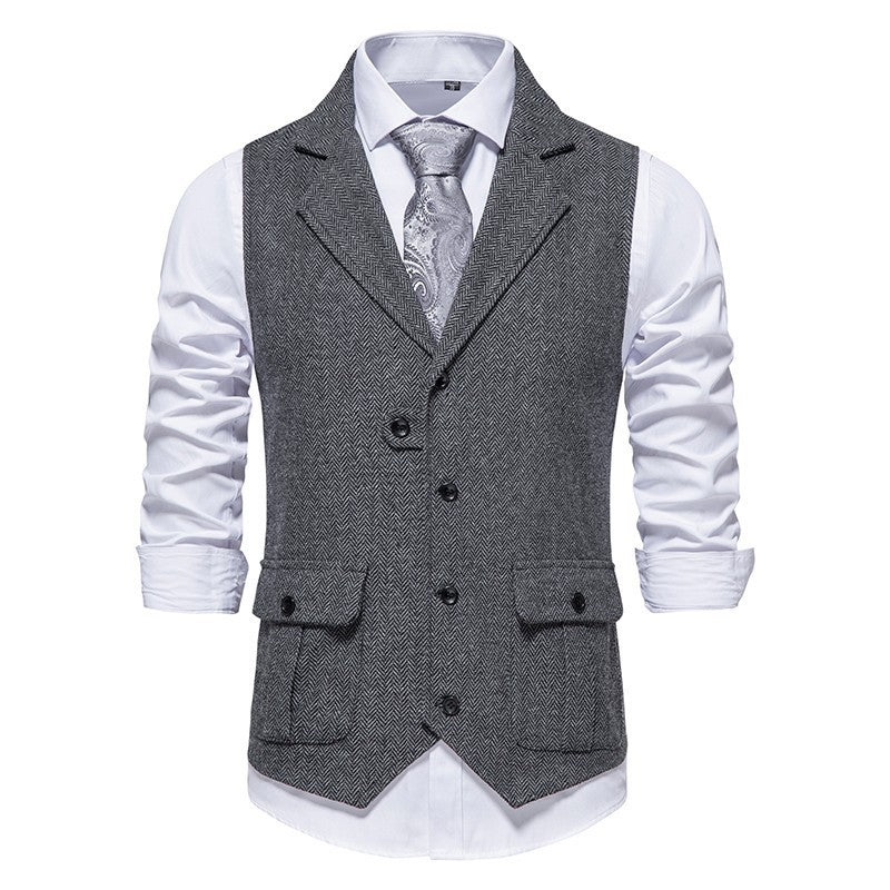 Elegant heren vest voor een verfijnde zakelijke look, met een vleugje vintage charme.