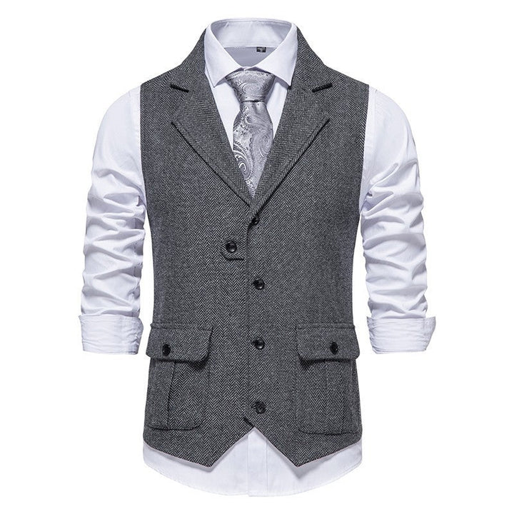 Elegant heren vest voor een verfijnde zakelijke look, met een vleugje vintage charme.