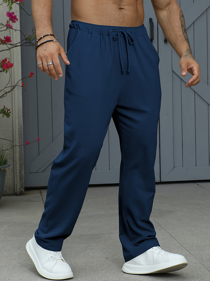 Stijlvolle heren casual broek van ademend linnen-katoen. Comfortabele lichtgewicht joggingbroek voor heren.