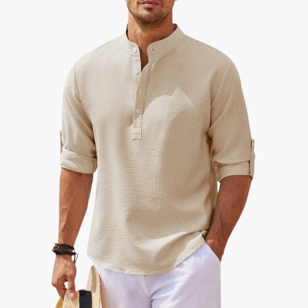 Comfortabel heren overhemd tuniek met lange mouwen voor een casual zomerkleding look