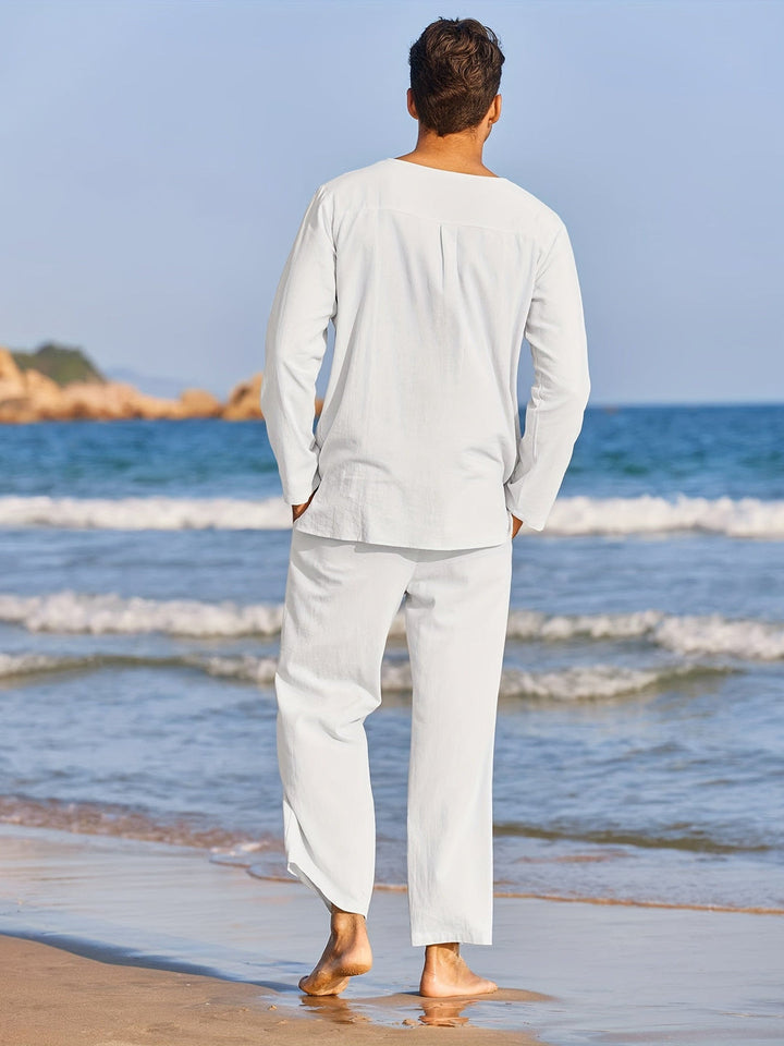 Stijlvolle 2-delige heren zomer set met comfort fit shirt en broek in casual herenmode stijl