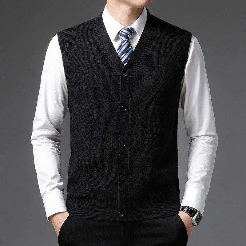 Formeel zwart heren vest, slim fit met V-hals. Dit elegante gilet is onmisbaar in elke zakelijke garderobe.