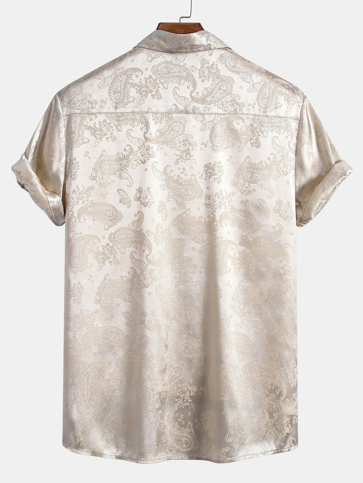 Comfortabel glanzend heren overhemd met open kraag, perfect als casual overhemd voor lente en zomer.