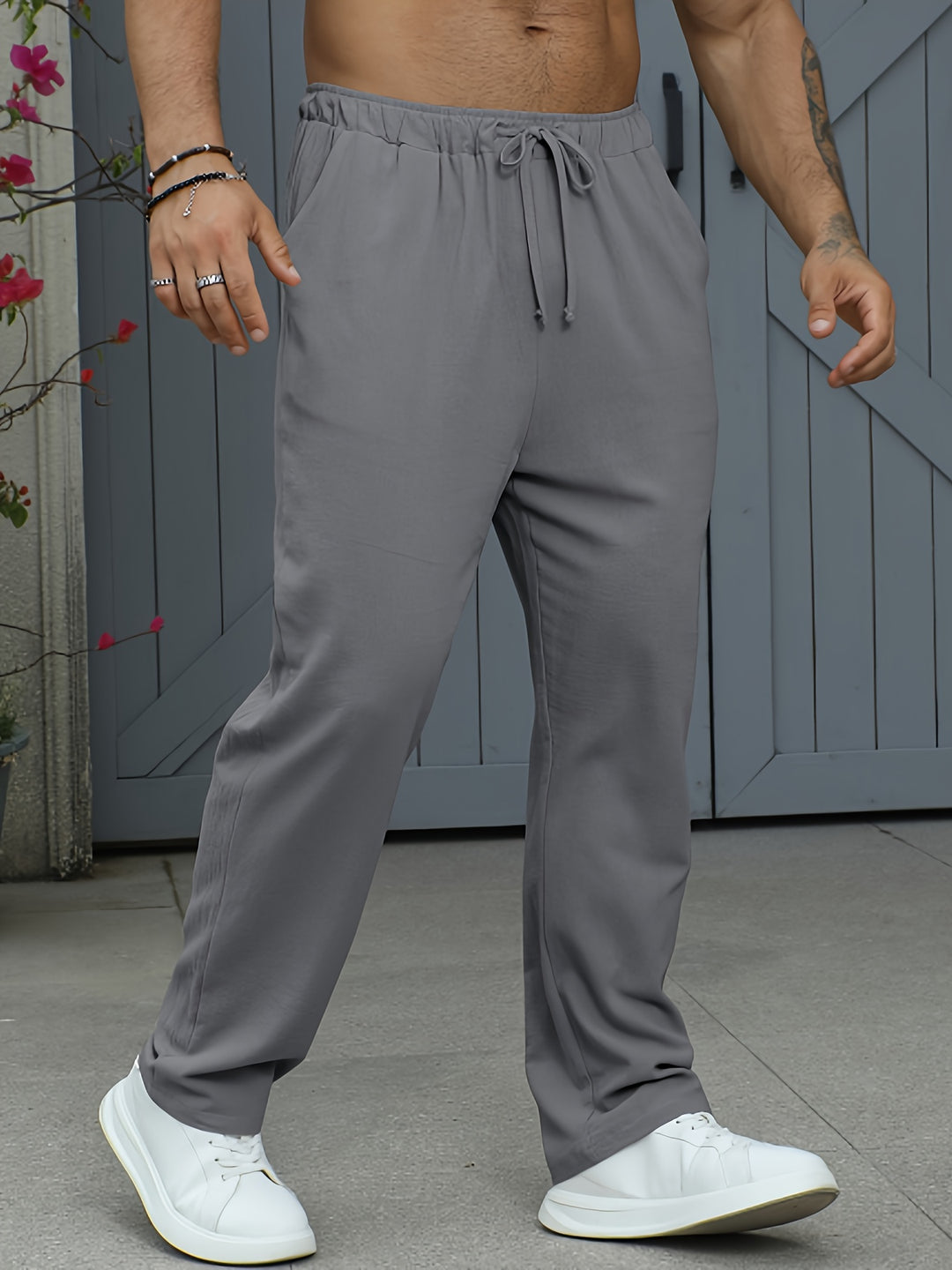 Heren joggingbroek, perfect voor comfort en ontspanning. Gemaakt van zachte, ademende linnen-katoen stof.