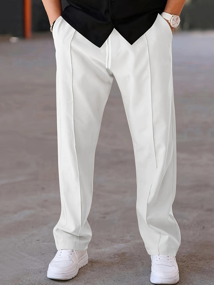 Witte casual herenbroek in vintage stijl met regular fit