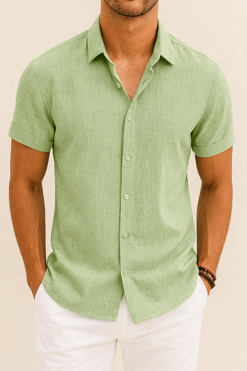 Heren zomer overhemd met korte mouwen in regular fit, ademende casual herenmode