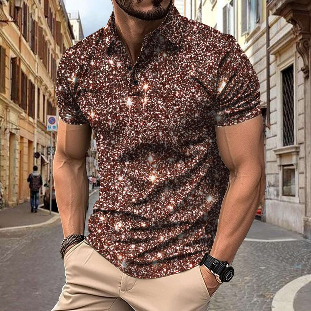 Casual herenmode polo shirt in regular fit met opvallend stermotief