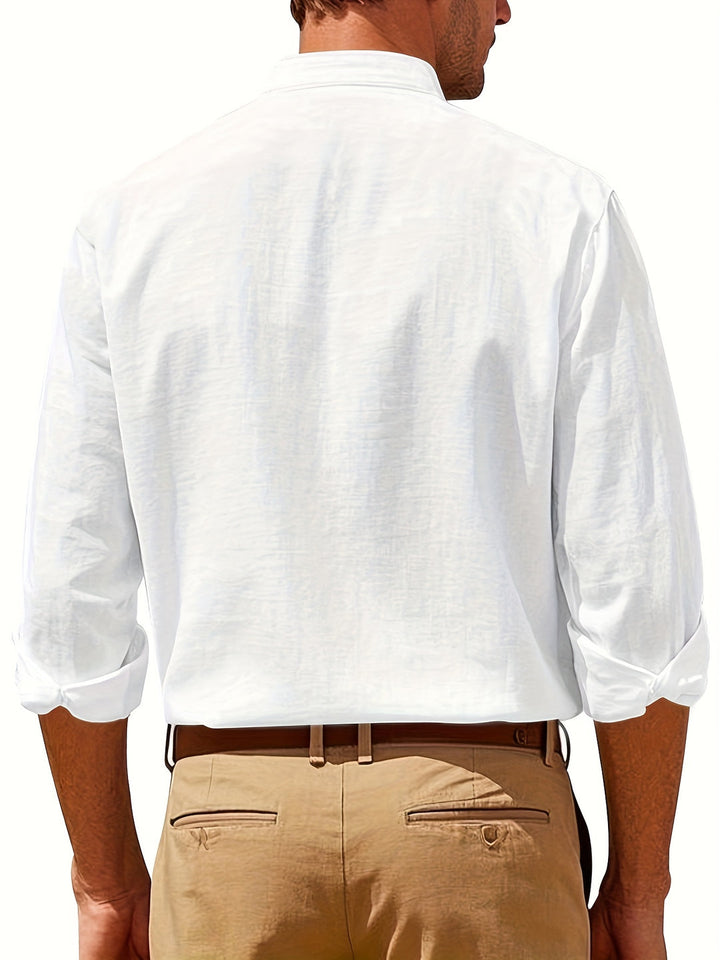 Trendy Hawaiiaans herenoverhemd met lange mouw, perfect als zomershirt voor vakantie en casual gelegenheden.