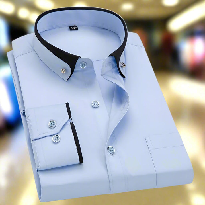 Klassiek formeel herenshirt met lange mouwen, getailleerde pasvorm voor herenmode