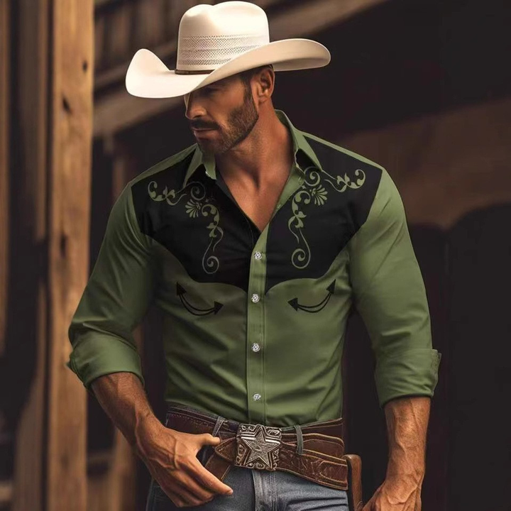 Casual country stijl herenshirt met handige drukknoopsluiting en opvallende western details