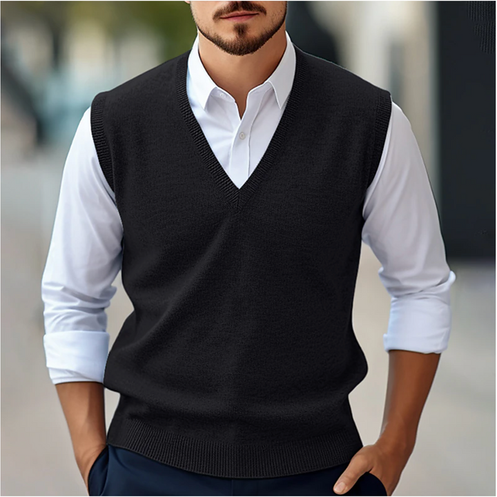 Casual heren trui zonder mouwen met v-hals. Gebreide stof voor maximaal comfort en een trendy look.