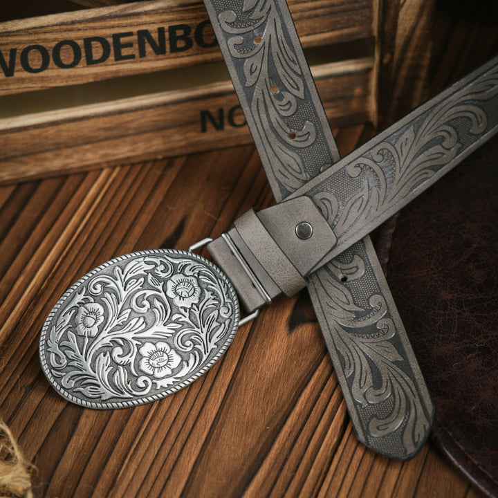 Elegant accessoire: herenriem met uniek western design en robuuste gesp