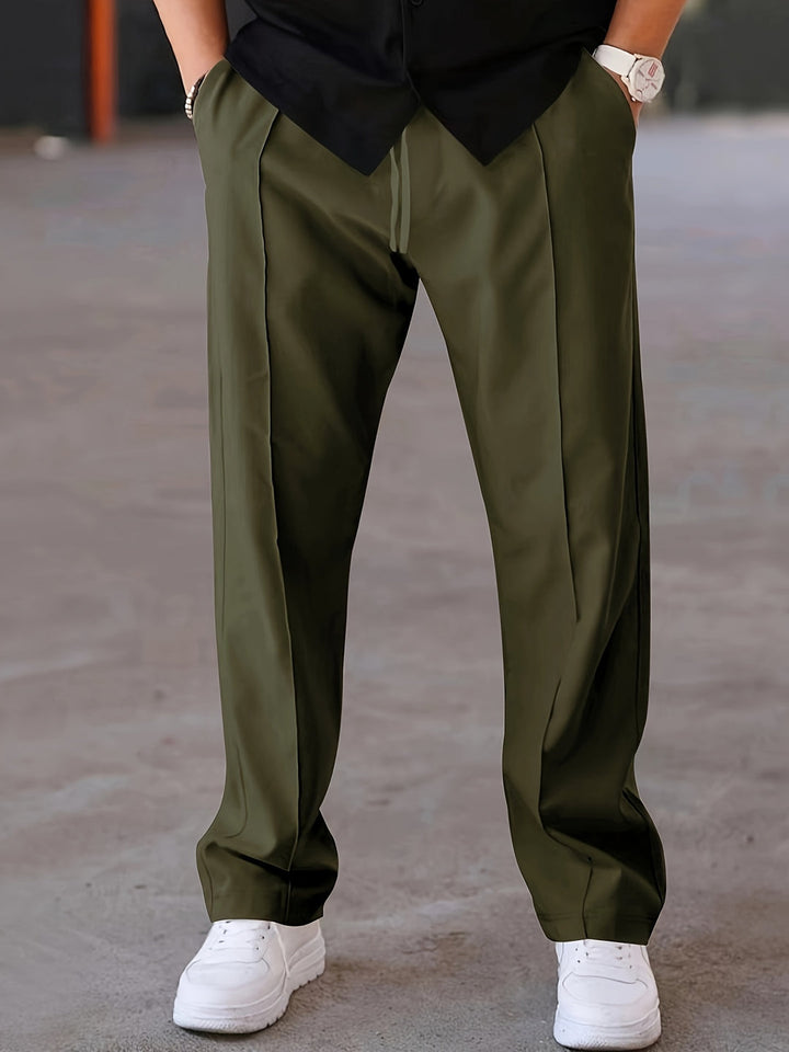 Groene casual herenbroek in vintage stijl met regular fit