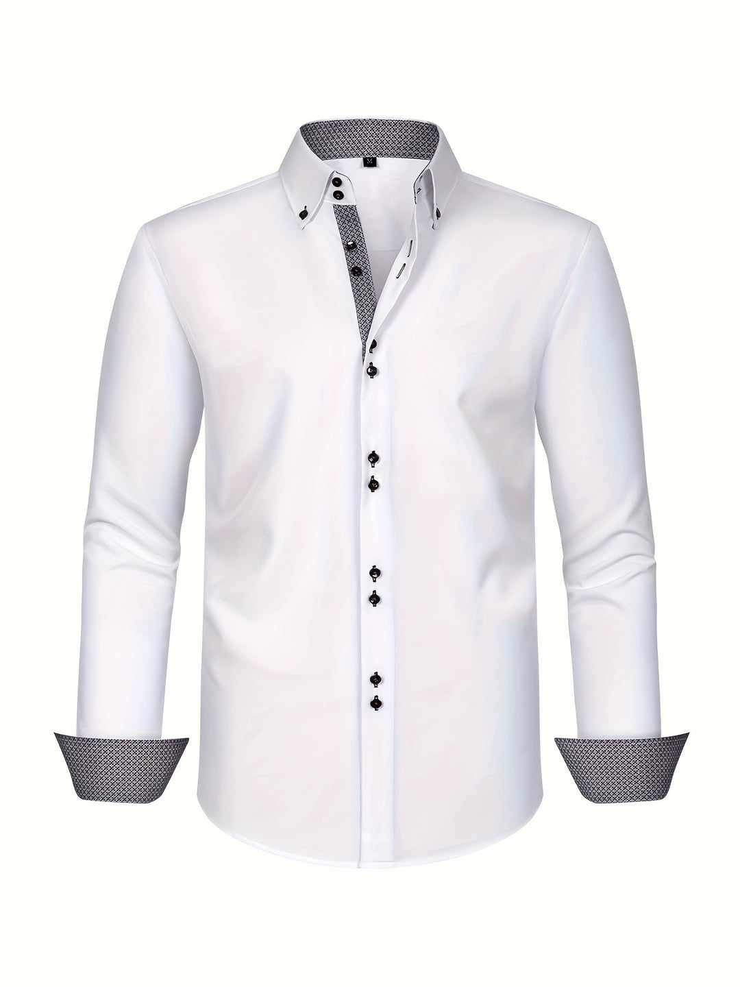 Heren dubbelrijig overhemd met stijlvolle contrastmanchetten, perfect voor een formele of casual look.
