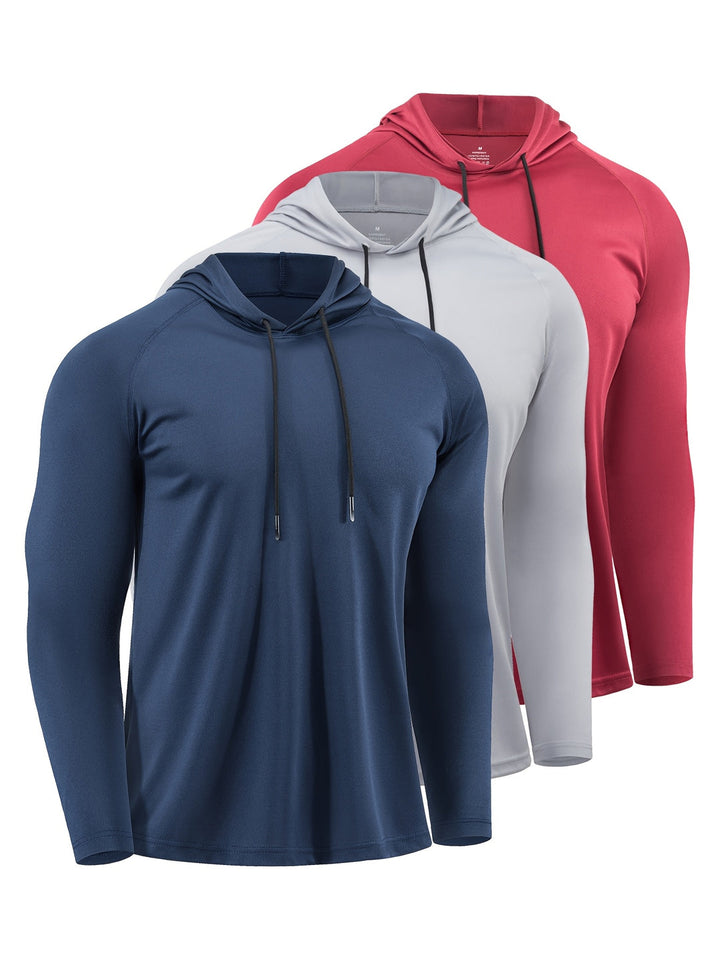 Sportieve heren hoodies in blauw, zilver en rood