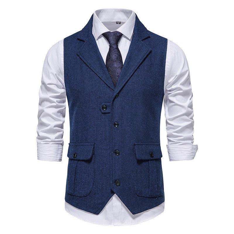 Klassiek heren vest met vintage uitstraling, geschikt voor zakelijke en formele herenmode.