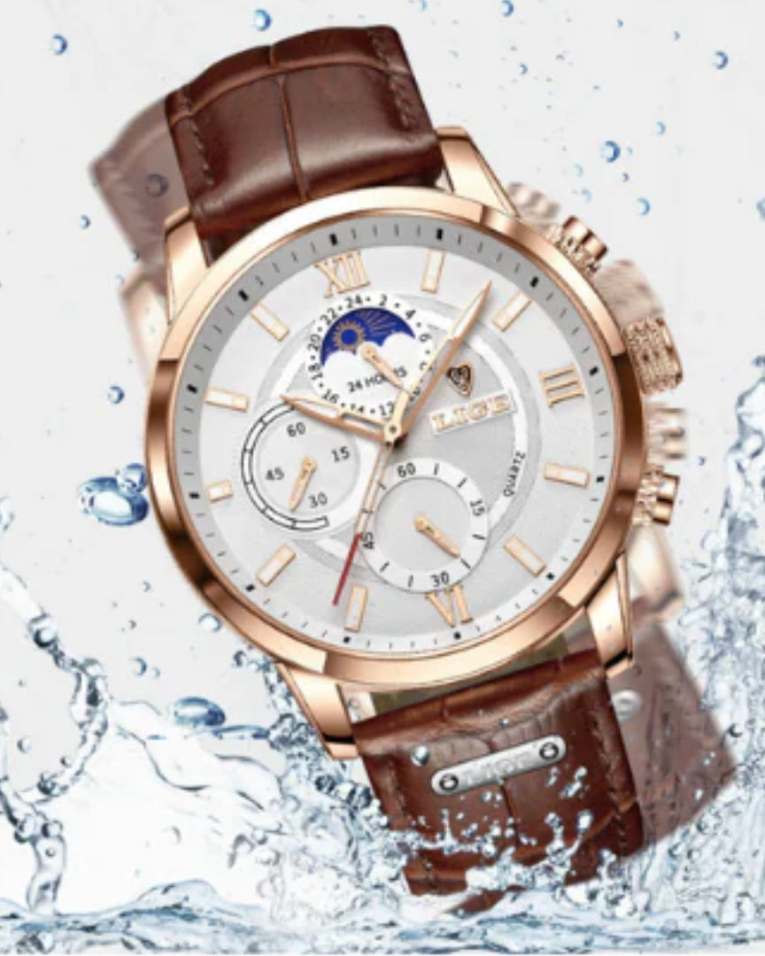 Stijlvol herenhorloge met klassiek quartz ontwerp en gedetailleerde wijzerplaat