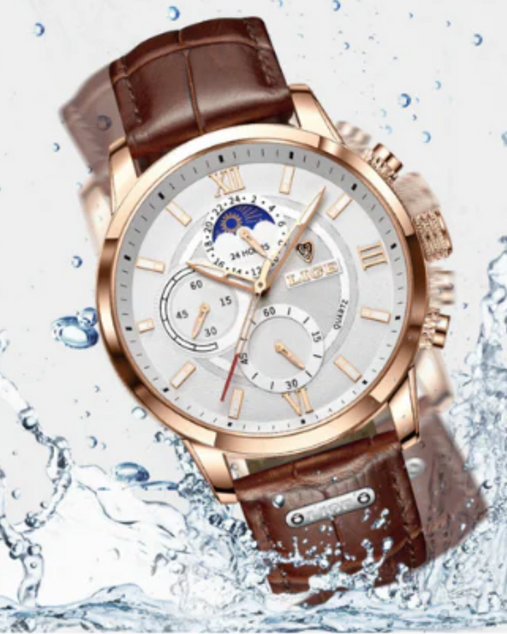 Stijlvol herenhorloge met klassiek quartz ontwerp en gedetailleerde wijzerplaat