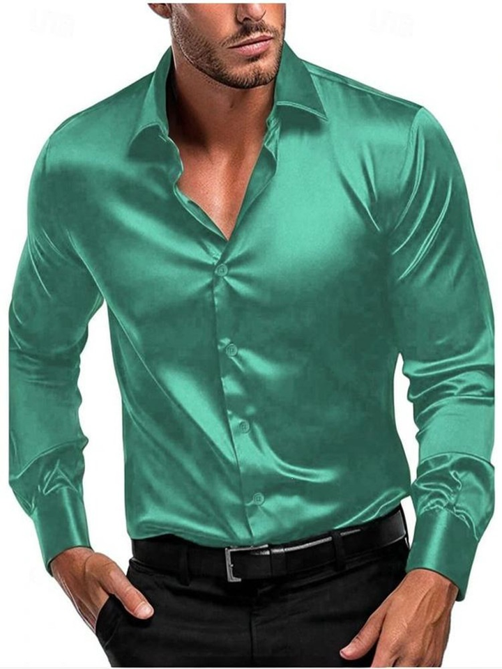 Prachtig groen heren overhemd met knopen en comfortabele pasvorm