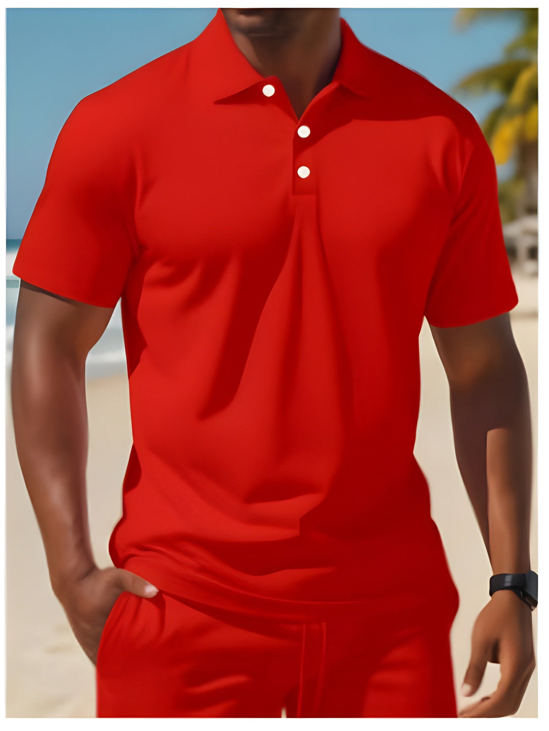 Lichtgewicht heren sportset met shorts en shirt, perfect voor zomerse casual activiteiten.