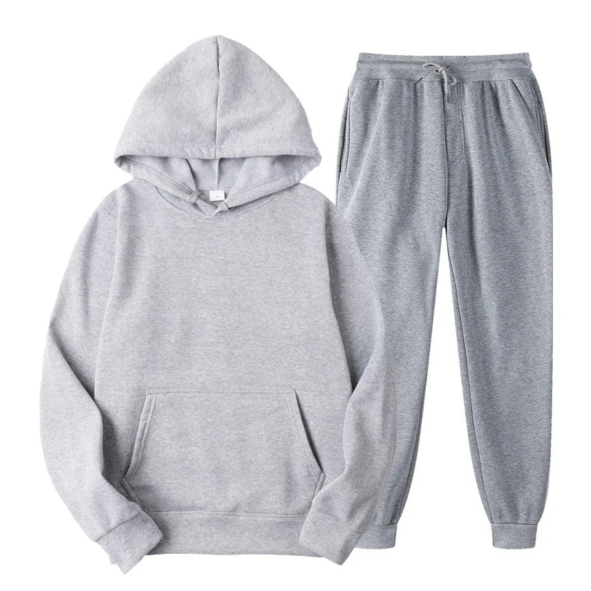 Grijze casual jogging set voor heren met capuchon