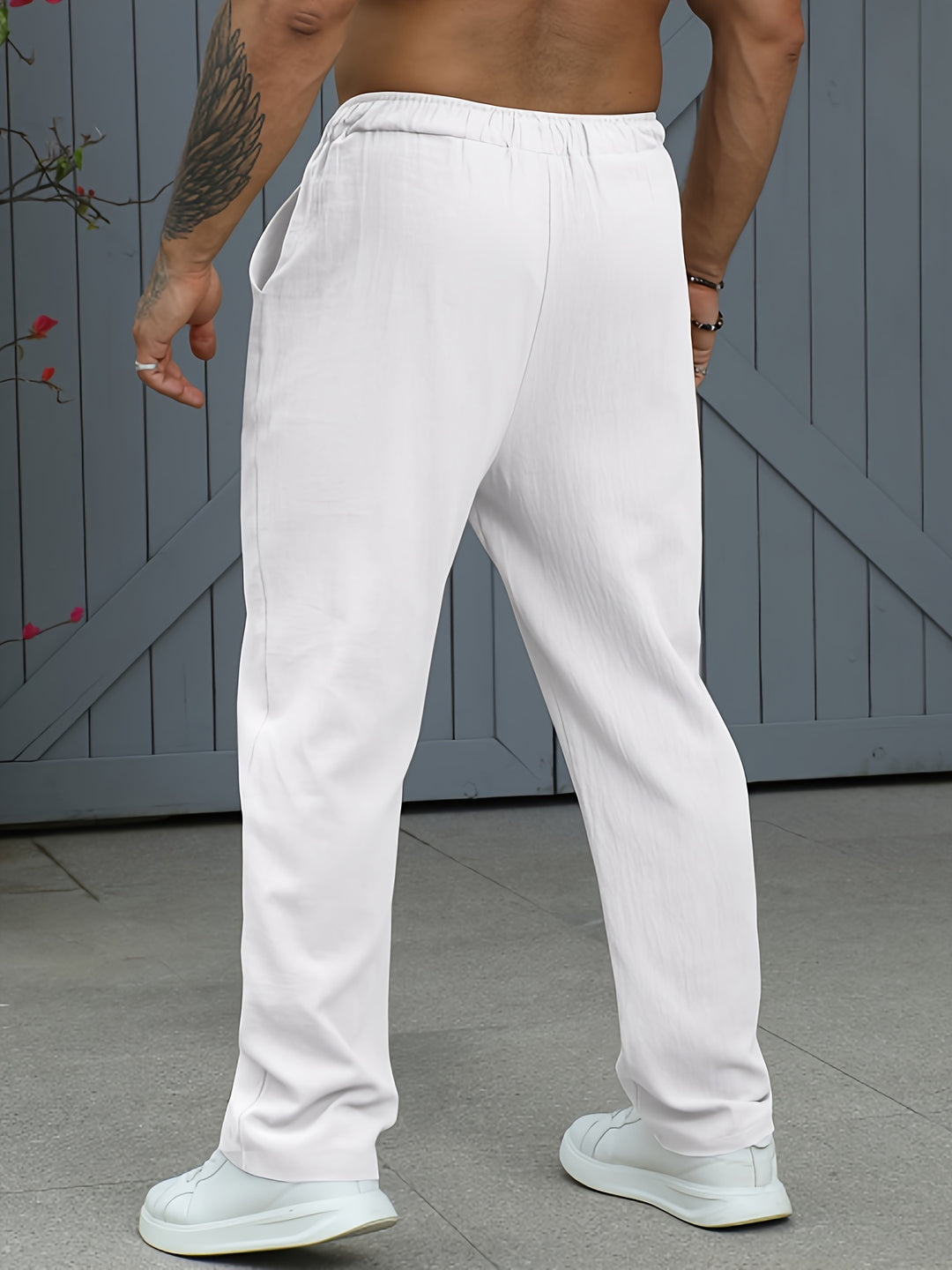 Heren loungebroek van ademend linnen-katoen. Comfortabele, lichtgewicht joggingbroek voor casual herenmode.