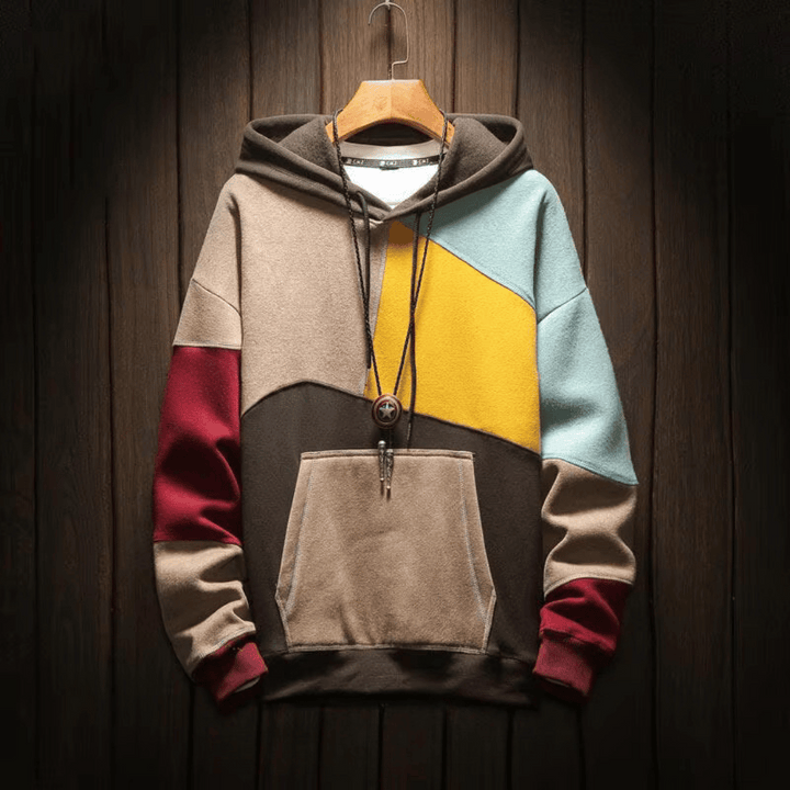 Kleurrijke heren hoodie met capuchon in Herfst-spectrum