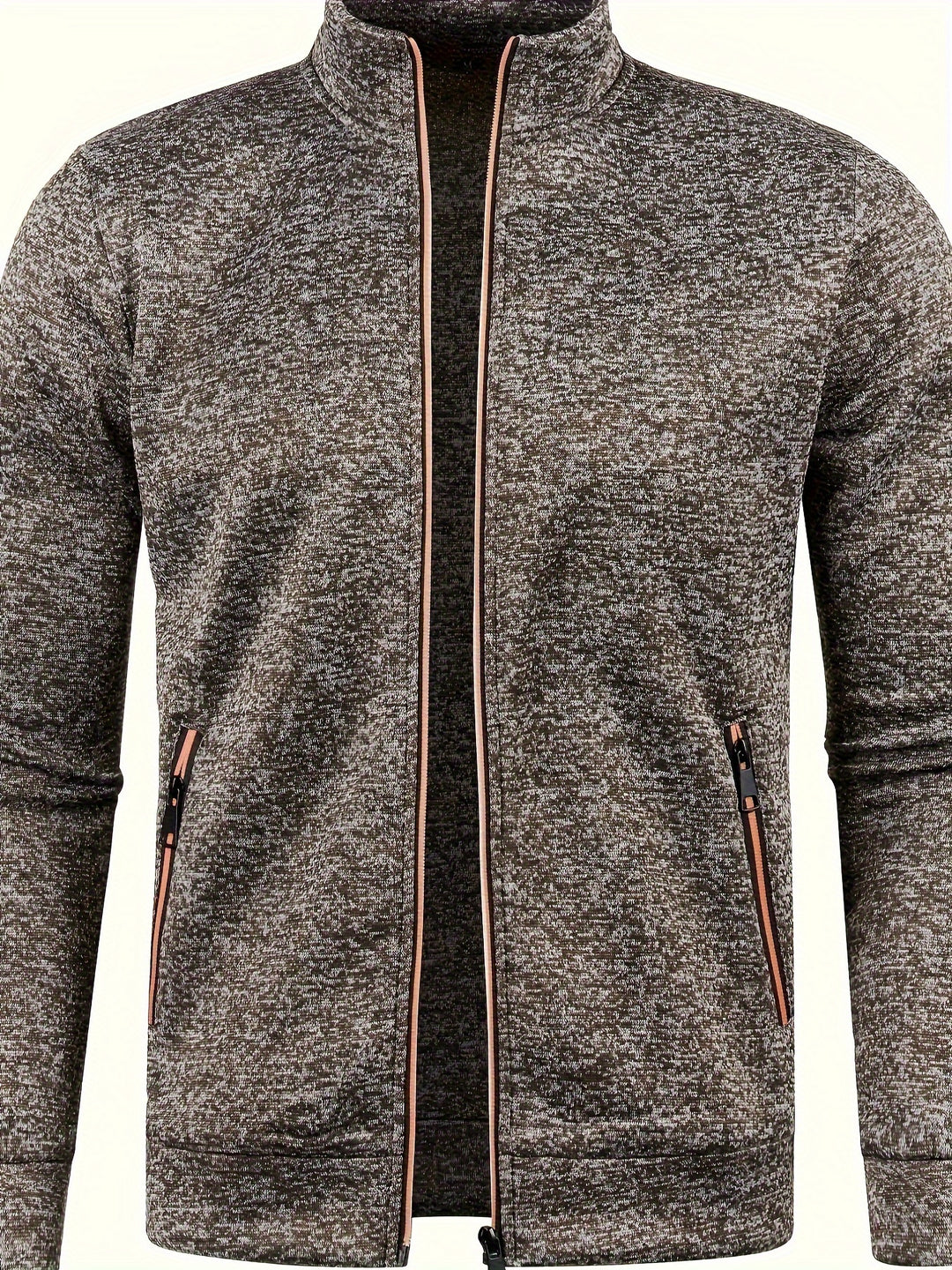 Casual heren vest met rits getoond van de achterkant, perfect voor het tussenseizoen