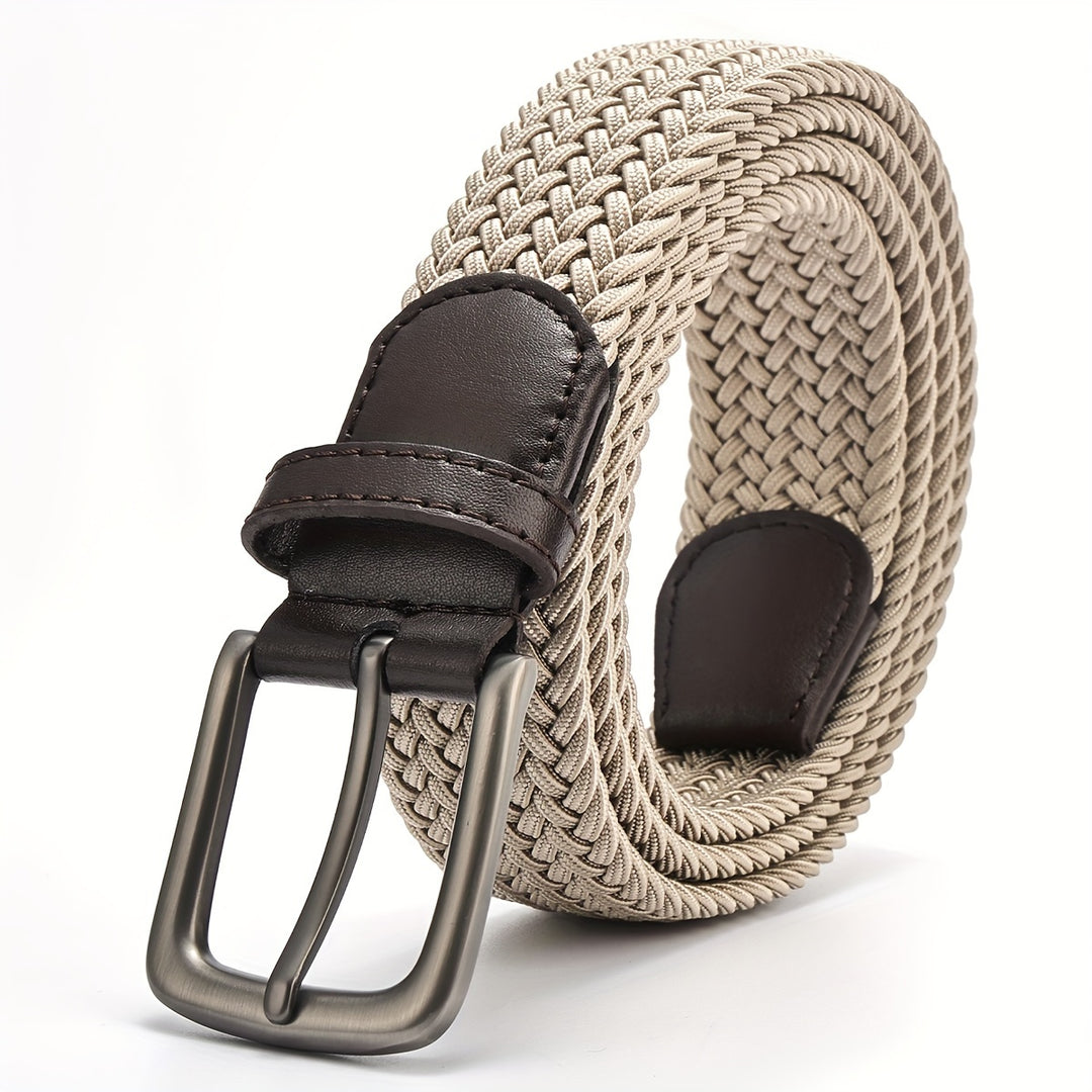 Khaki heren stretch geweven riem met stijlvolle gesp