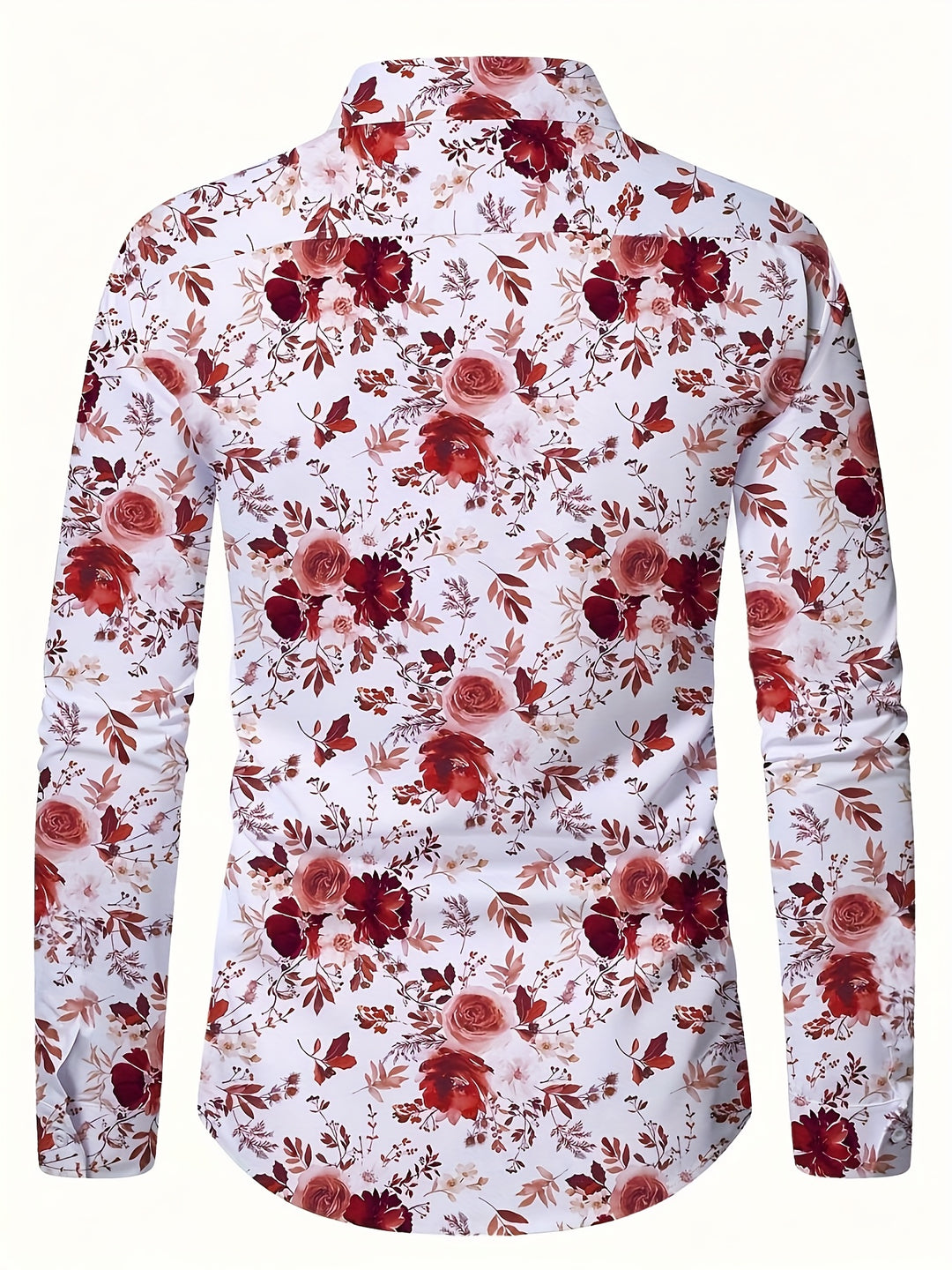 Volledige weergave van het stijlvolle en trendy herenoverhemd met bloemenprint