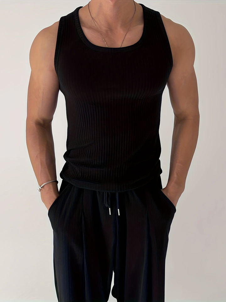 Mouwloze zwarte tanktop voor heren in de zomer