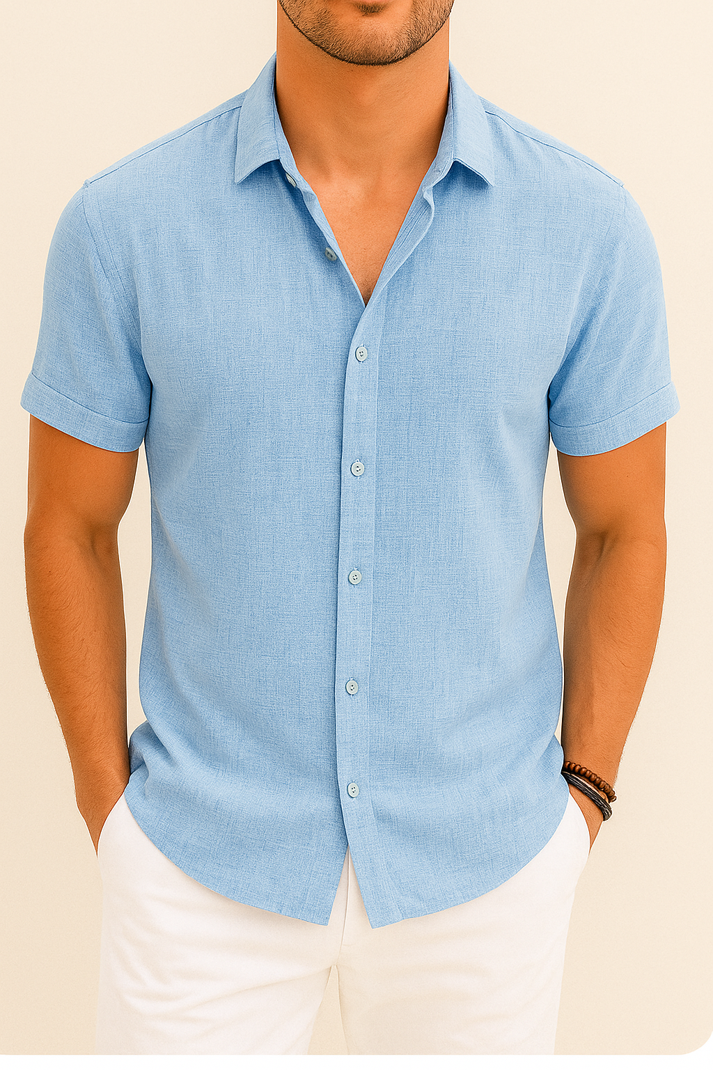 Casual heren zomerkleding overhemd met korte mouwen, comfortabele pasvorm