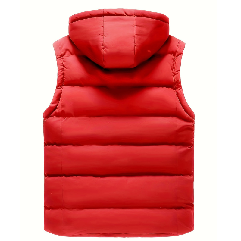 Stijlvolle heren bodywarmer met capuchon in warme winter uitvoering
