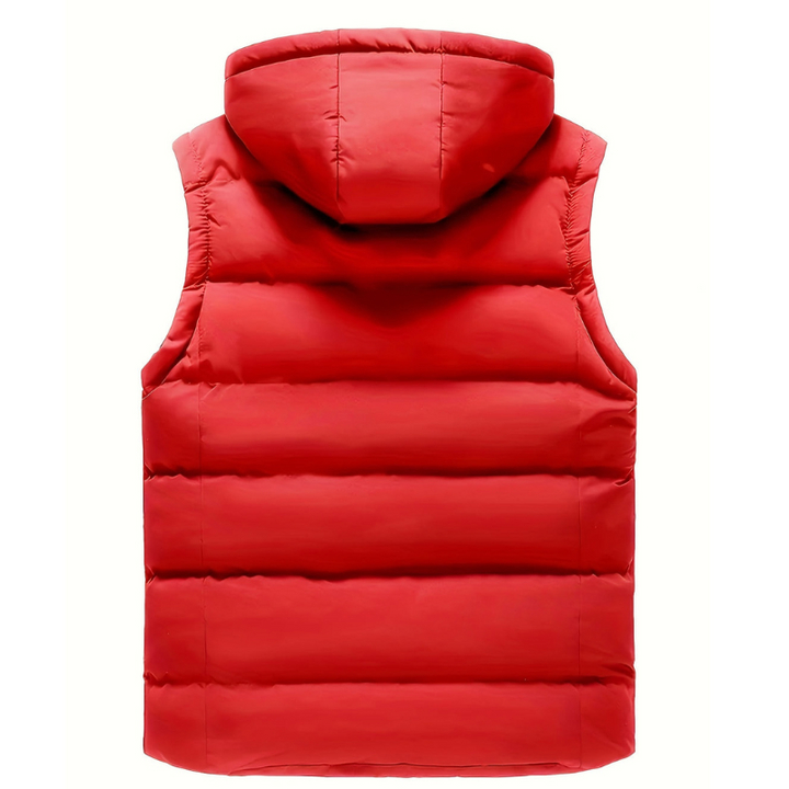 Stijlvolle heren bodywarmer met capuchon in warme winter uitvoering